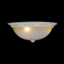 Lámpara de techo blanca de cristal amarillo claro con diseño de resina tallada, estilo clásico europeo.