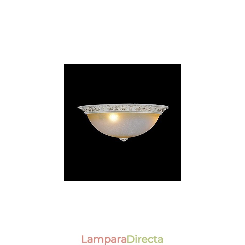 Lámpara de techo blanca de cristal amarillo claro con diseño de resina tallada, estilo clásico europeo.