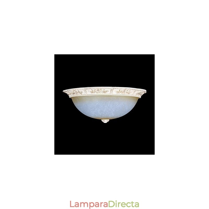 Lámpara de techo blanca de cristal amarillo claro con diseño de resina tallada, estilo clásico europeo.