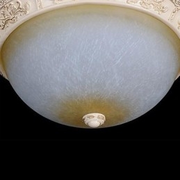 Lámpara de techo blanca de cristal amarillo claro con diseño de resina tallada, estilo clásico europeo.