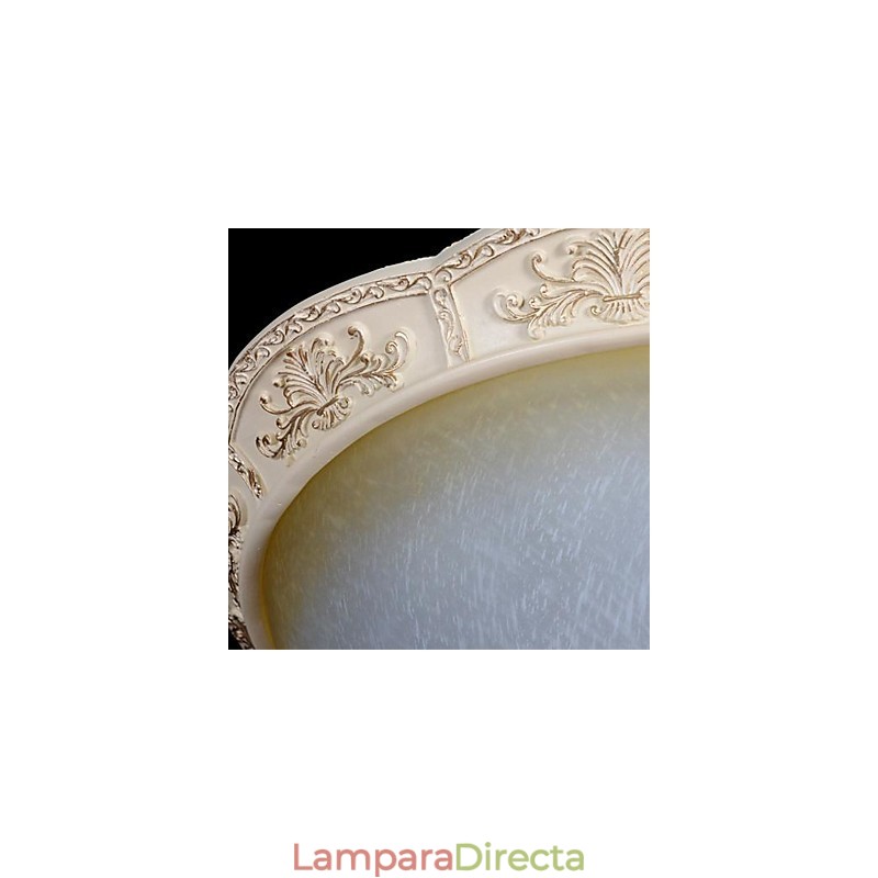 Lámpara de techo blanca de cristal amarillo claro con diseño de resina tallada, estilo clásico europeo.