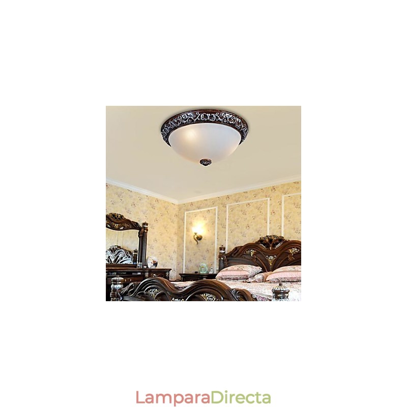 Lámpara de techo de cristal, resina, talla plateada, estilo clásico europeo