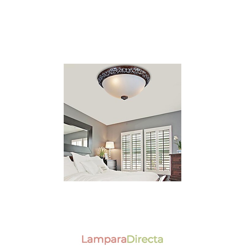 Lámpara de techo de cristal, resina, talla plateada, estilo clásico europeo