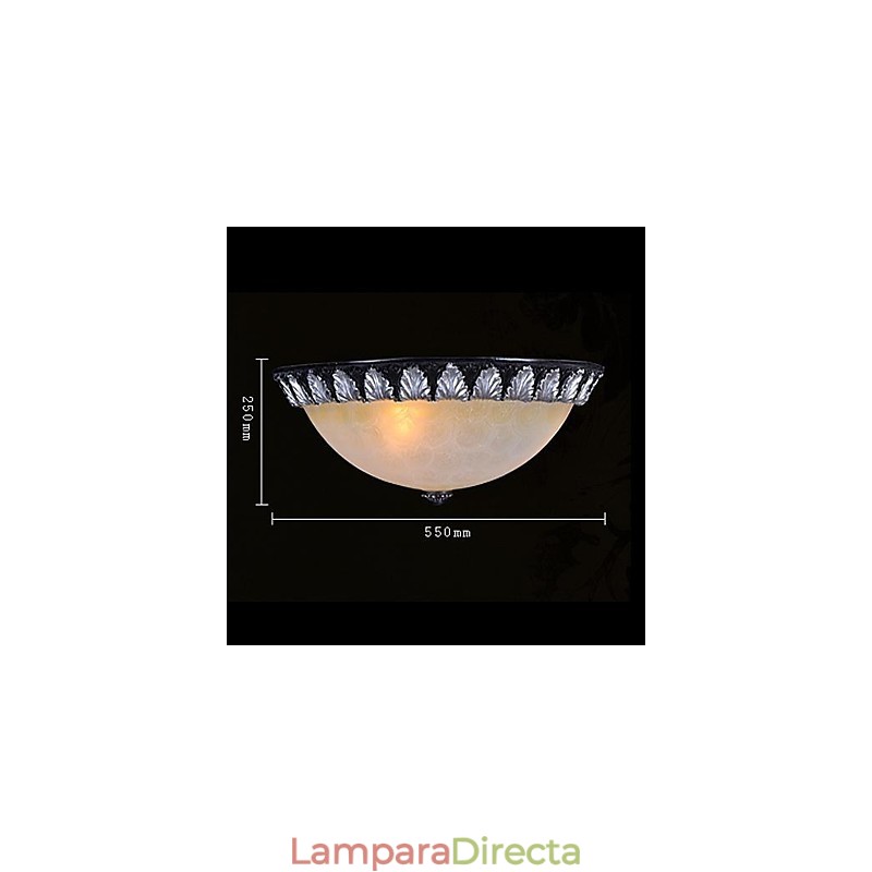 Lámpara de techo empotrada con patrón de vidrio, resina, talla plateada, estilo clásico europeo