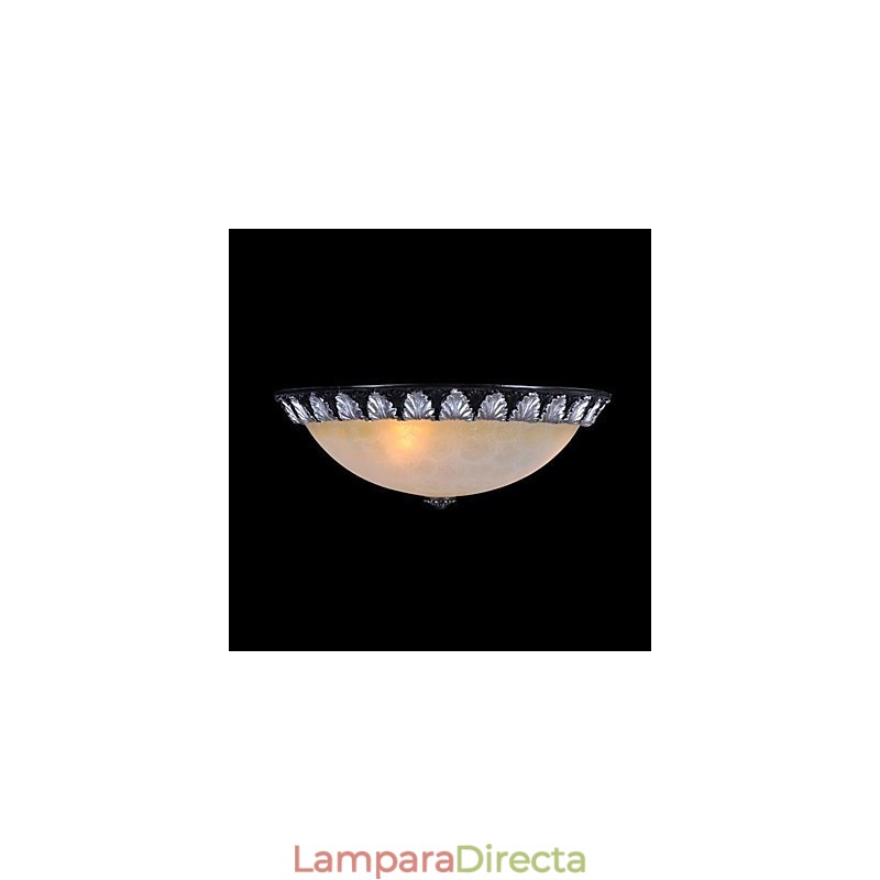 Lámpara de techo empotrada con patrón de vidrio, resina, talla plateada, estilo clásico europeo