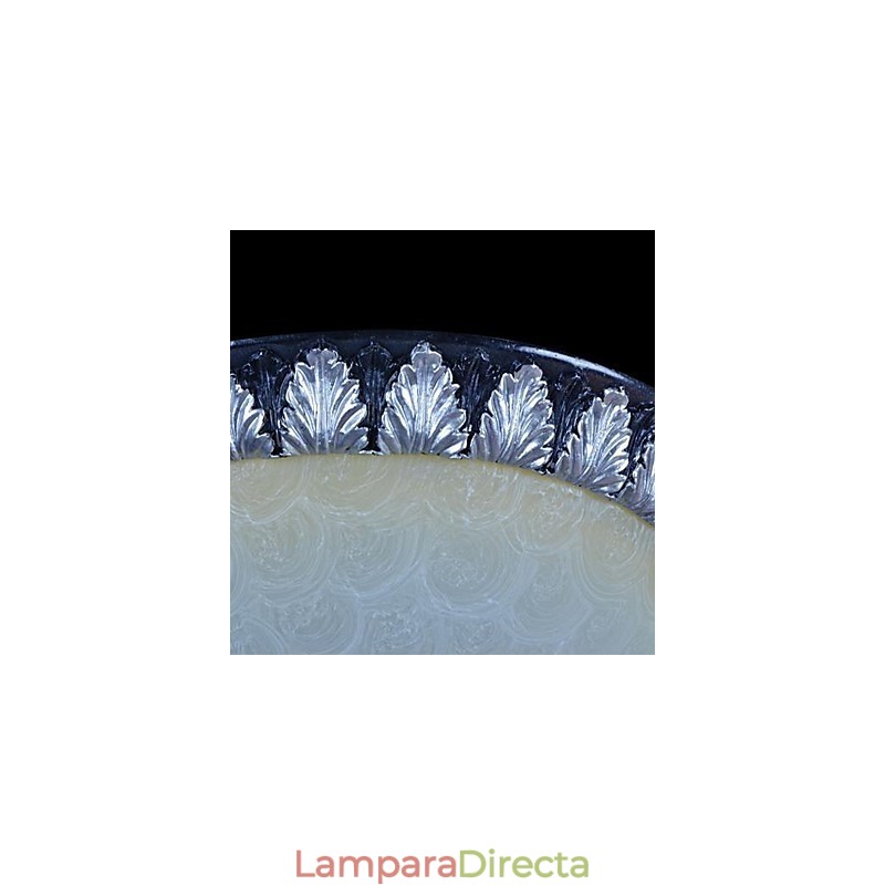 Lámpara de techo empotrada con patrón de vidrio, resina, talla plateada, estilo clásico europeo