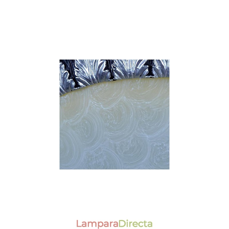 Lámpara de techo empotrada con patrón de vidrio, resina, talla plateada, estilo clásico europeo