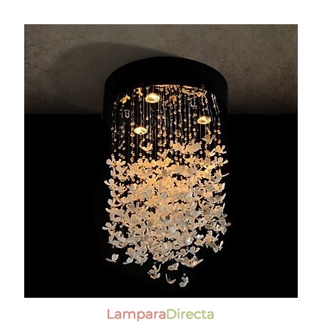 Lámpara de techo moderna semiempotrada con 3 luces y pantalla destacada en forma de mariposa Lámpara de techo moderna semiempotrada con 3 luces y pantalla destacada en forma de mariposa
