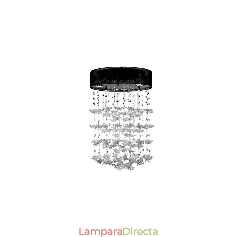 Lámpara de techo moderna semiempotrada con 3 luces y pantalla destacada en forma de mariposa