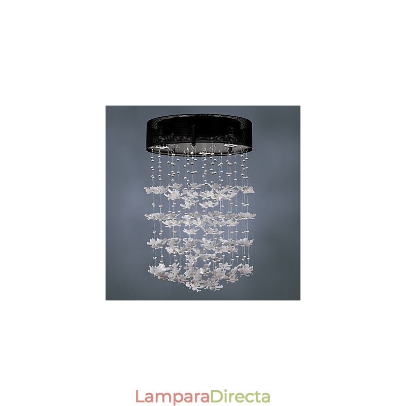 Lámpara de techo moderna semiempotrada con 3 luces y pantalla destacada en forma de mariposa