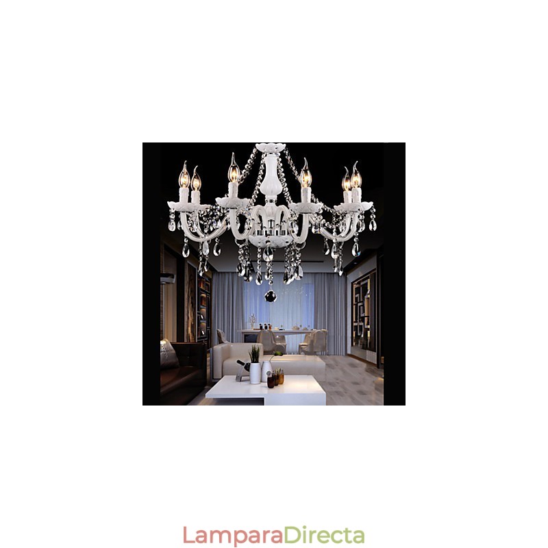 Lámpara de araña de cristal moderna de 6 luces de vidrio contemporáneo