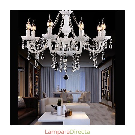 Lámpara de araña de cristal moderna de 6 luces de vidrio contemporáneo Lámpara de araña de cristal moderna de 6 luces de vidrio contemporáneo