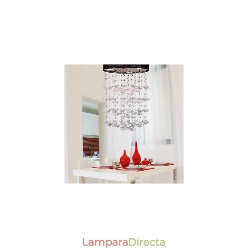 Lámpara de techo moderna semiempotrada con 3 luces y pantalla destacada en forma de mariposa