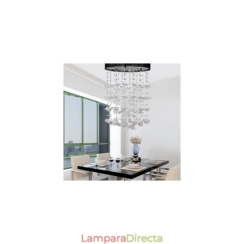 Lámpara de techo moderna semiempotrada con 3 luces y pantalla destacada en forma de mariposa