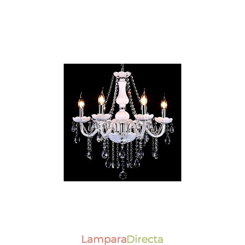 Lámpara de araña de cristal moderna de 6 luces de vidrio contemporáneo