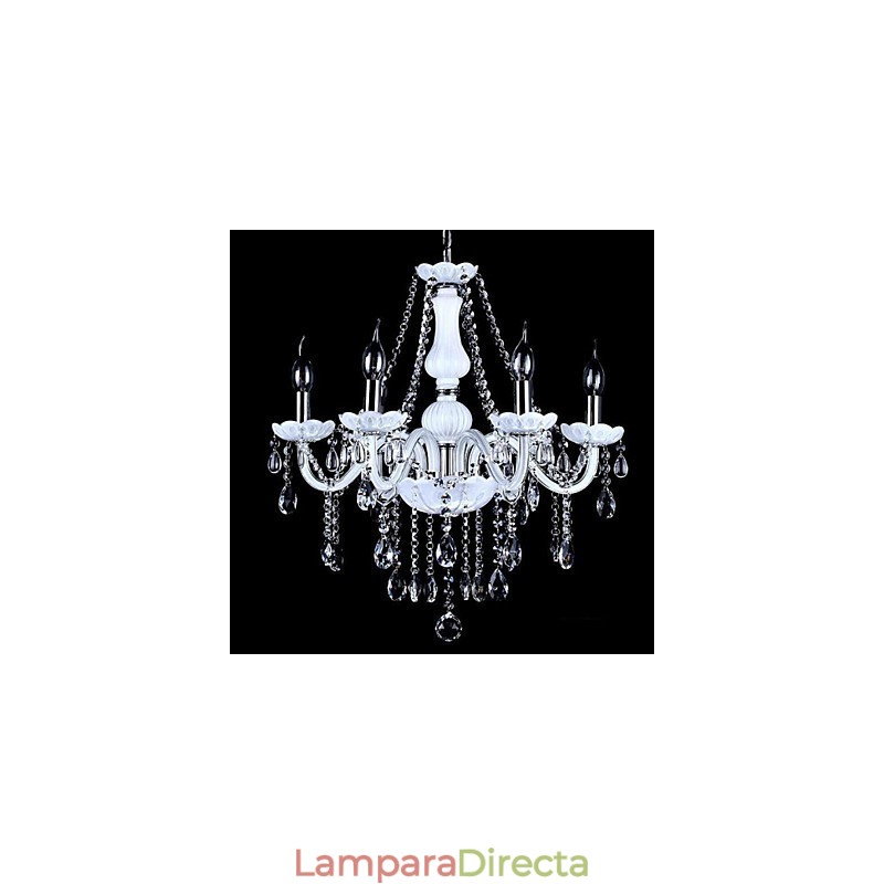 Lámpara de araña de cristal moderna de 6 luces de vidrio contemporáneo