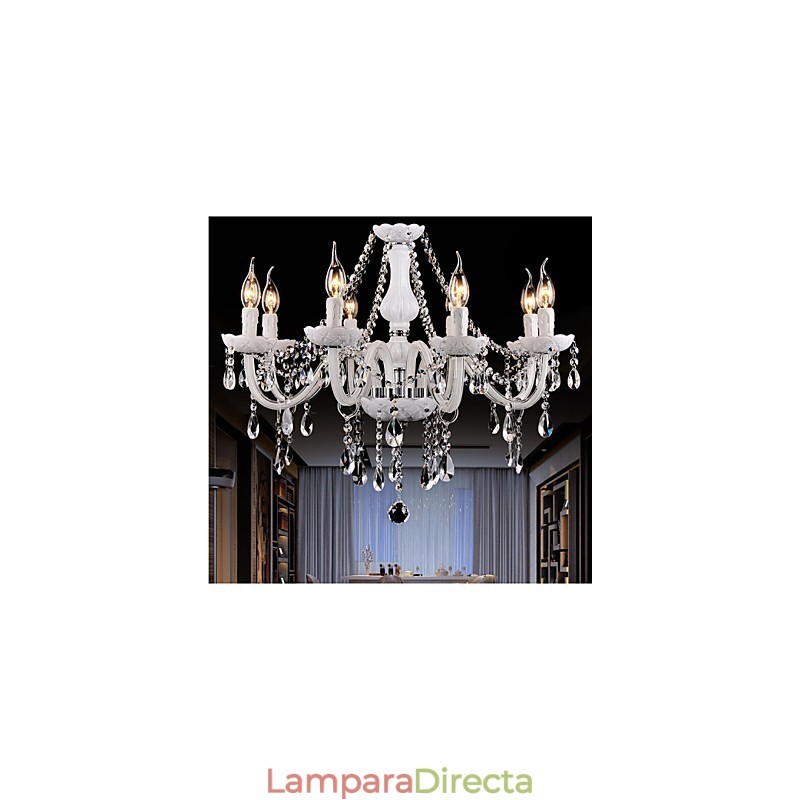 Lámpara de araña de cristal moderna de 8 luces de vidrio contemporáneo