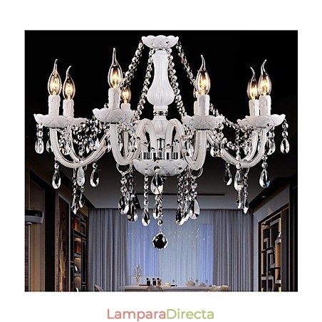 Lámpara de araña de cristal moderna de 8 luces de vidrio contemporáneo Lámpara de araña de cristal moderna de 8 luces de vidrio contemporáneo