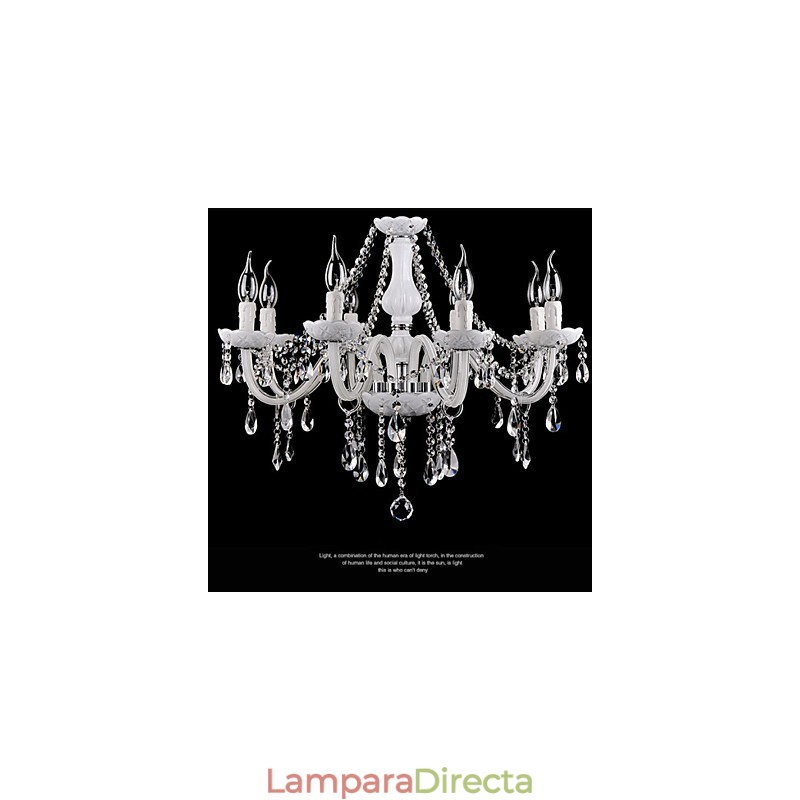 Lámpara de araña de cristal moderna de 8 luces de vidrio contemporáneo