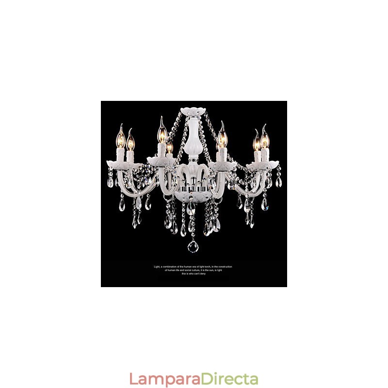 Lámpara de araña de cristal moderna de 8 luces de vidrio contemporáneo