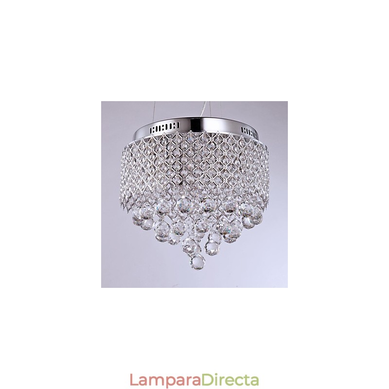 Lámpara de techo moderna contemporánea de metal cromado y cristal