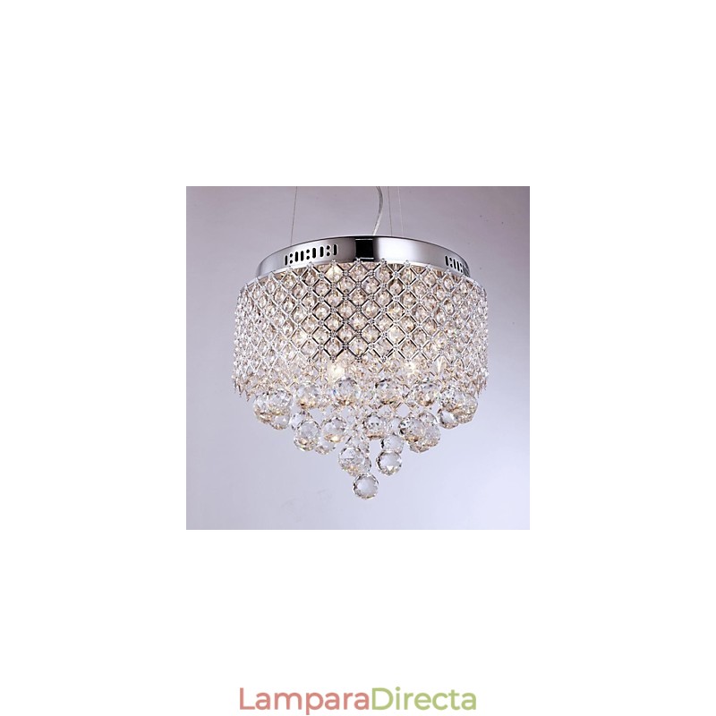 Lámpara de techo moderna contemporánea de metal cromado y cristal
