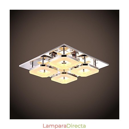 Lámpara empotrada de acrílico de 4 luces, moderna, galvanizada en acero inoxidable. Lámpara empotrada de acrílico de 4 luces, moderna, galvanizada en acero inoxidable.