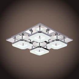 Lámpara empotrada de acrílico de 4 luces, moderna, galvanizada en acero inoxidable.