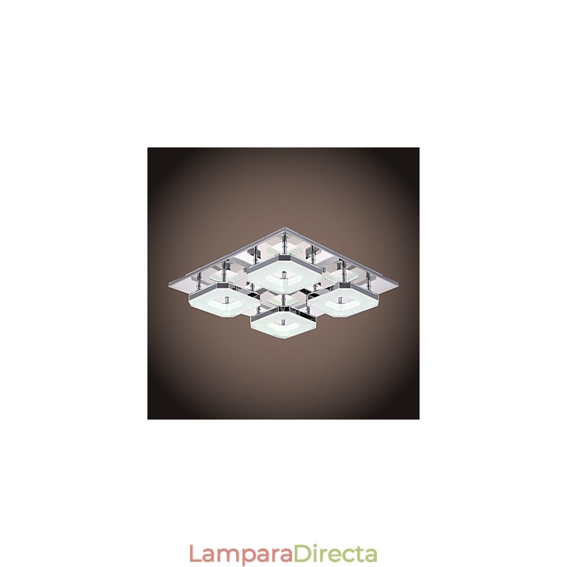 Lámpara empotrada de acrílico de 4 luces, moderna, galvanizada en acero inoxidable.