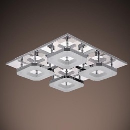 Lámpara empotrada de acrílico de 4 luces, moderna, galvanizada en acero inoxidable.