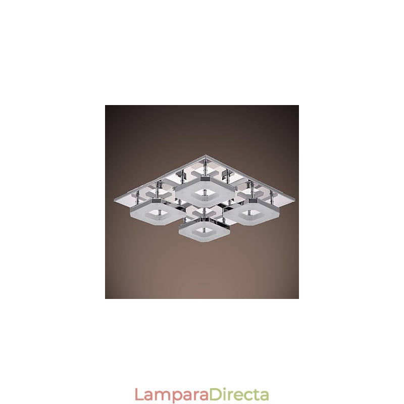 Lámpara empotrada de acrílico de 4 luces, moderna, galvanizada en acero inoxidable.