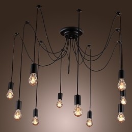 Lámpara colgante de 10 luces con diseño vintage y bombillas incluidas.