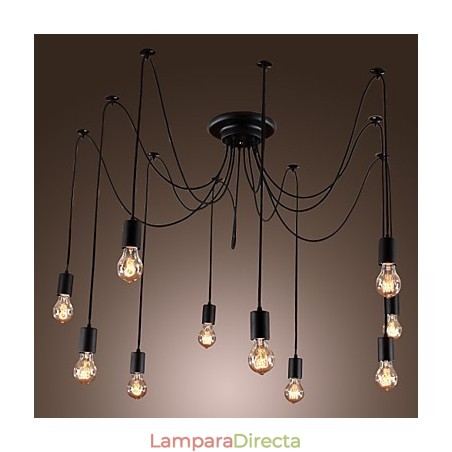 Lámpara colgante de 10 luces con diseño vintage y bombillas incluidas. Lámpara colgante de 10 luces con diseño vintage y bombillas incluidas.