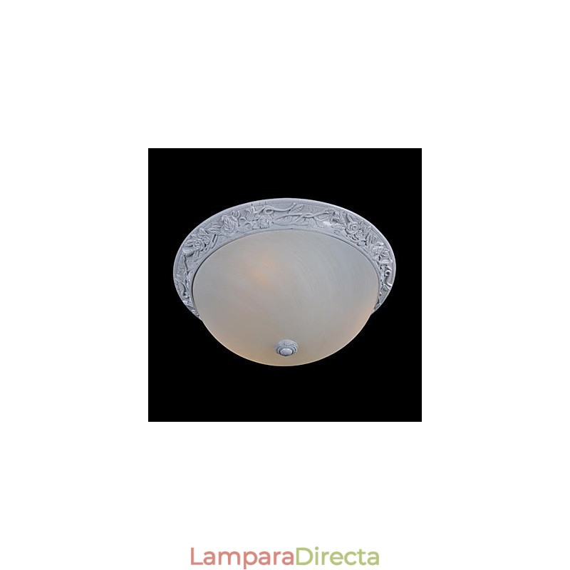 Lámpara de techo blanca de resina tallada en vidrio, estilo clásico europeo