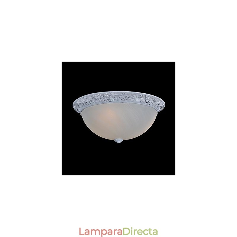 Lámpara de techo blanca de resina tallada en vidrio, estilo clásico europeo