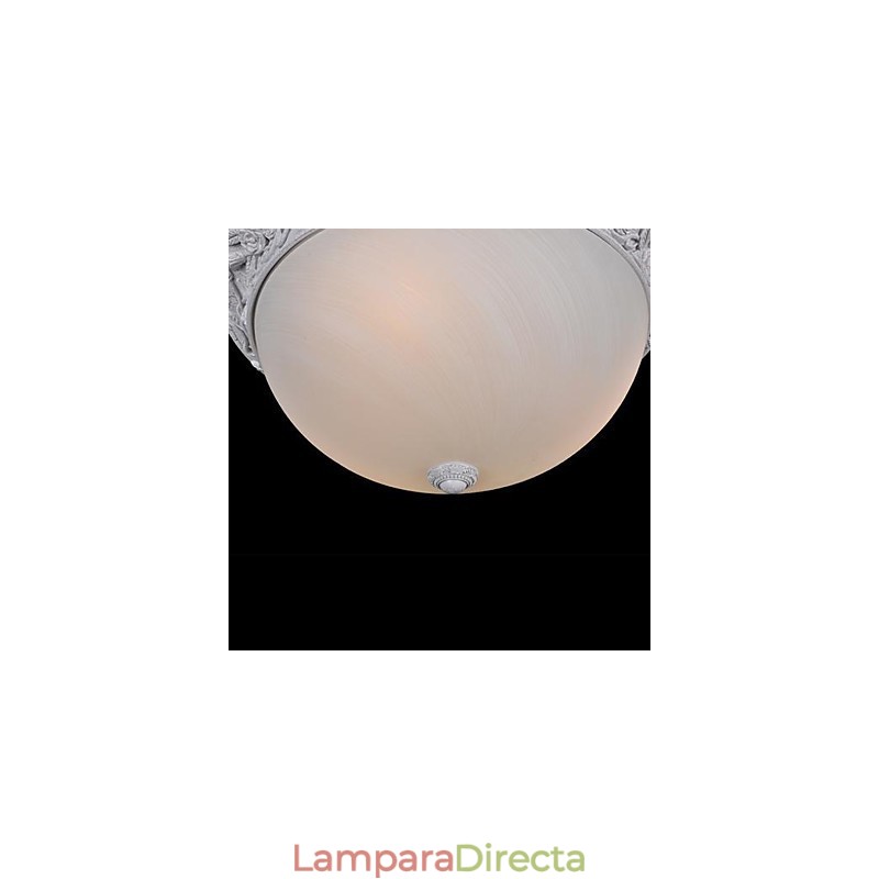 Lámpara de techo blanca de resina tallada en vidrio, estilo clásico europeo