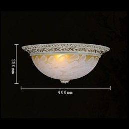 Lámpara de techo empotrada blanca con patrón de vidrio, resina, talla dorada, estilo clásico europeo