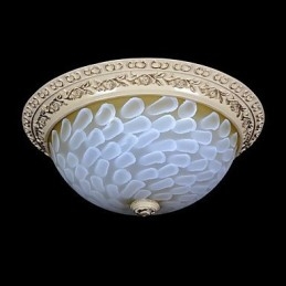 Lámpara de techo empotrada blanca con patrón de vidrio, resina, talla dorada, estilo clásico europeo