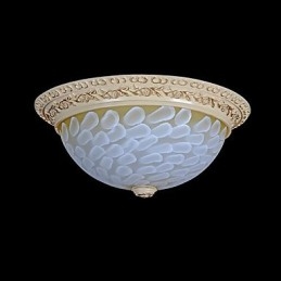 Lámpara de techo empotrada blanca con patrón de vidrio, resina, talla dorada, estilo clásico europeo