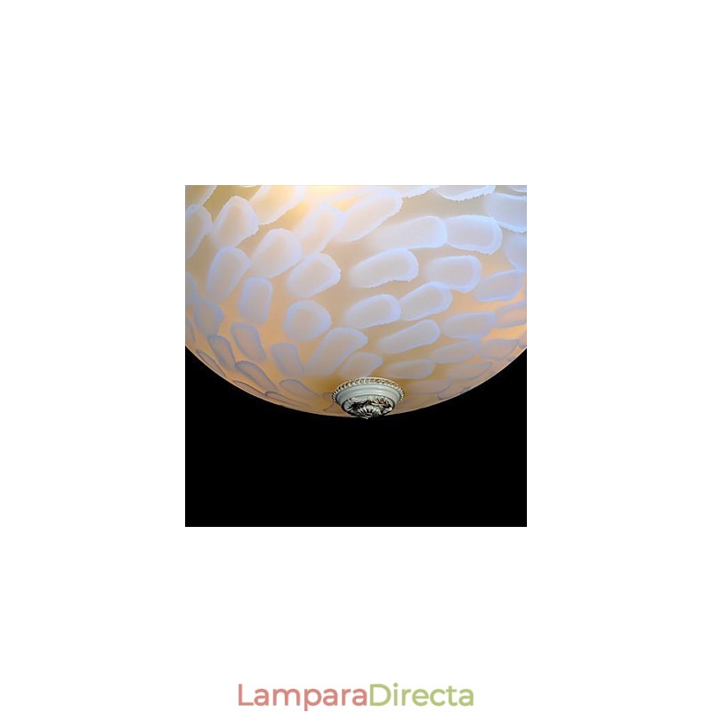 Lámpara de techo empotrada blanca con patrón de vidrio, resina, talla dorada, estilo clásico europeo
