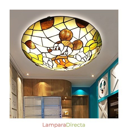 Lámpara de techo mediterránea con diseño de Mickey Mouse para niños, 40 cm de diámetro Lámpara de techo mediterránea con diseño de Mickey Mouse para niños, 40 cm de diámetro