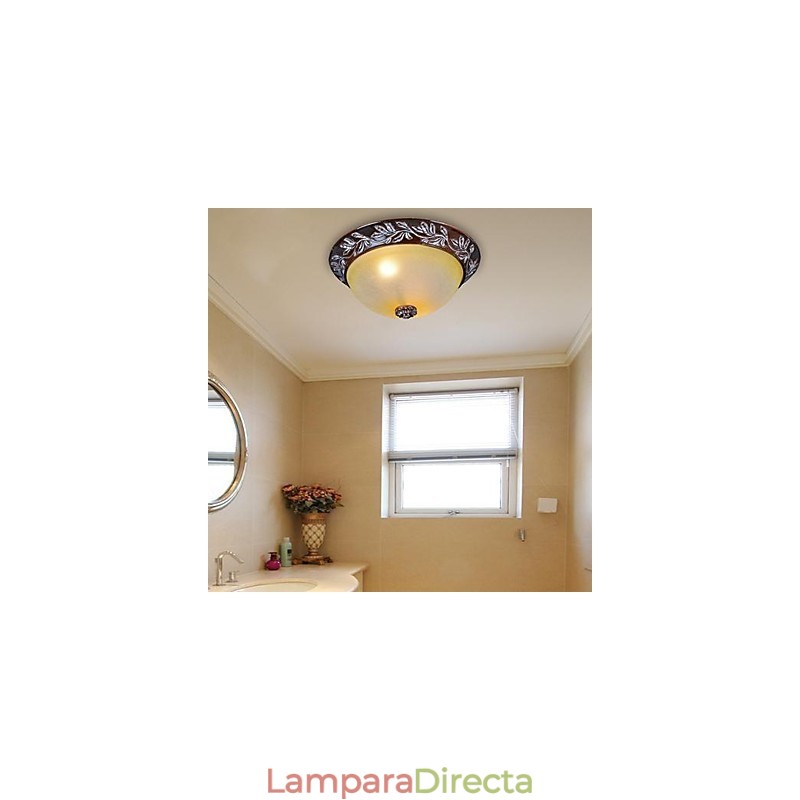 Lámpara de techo de cristal blanco y amarillo, resina, talla plateada, estilo clásico europeo.