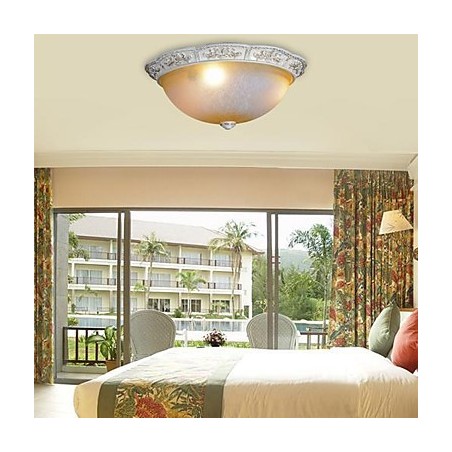 Lámpara de techo blanca de cristal amarillo claro con diseño de resina tallada, estilo clásico europeo. Lámpara de techo blanca de cristal amarillo claro con diseño de resina tallada, estilo clásico europeo.