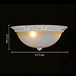 Lámpara de techo blanca de cristal amarillo claro con diseño de resina tallada, estilo clásico europeo.