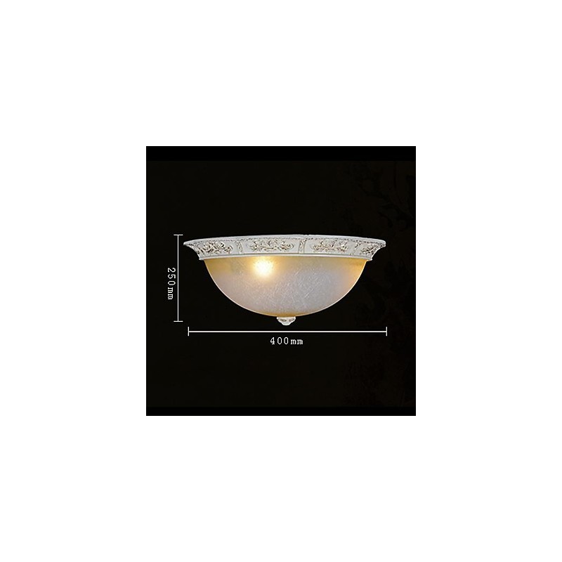 Lámpara de techo blanca de cristal amarillo claro con diseño de resina tallada, estilo clásico europeo.