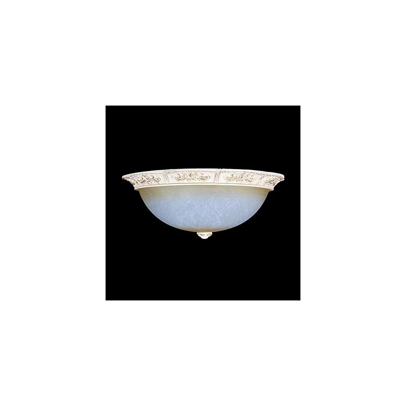 Lámpara de techo blanca de cristal amarillo claro con diseño de resina tallada, estilo clásico europeo.