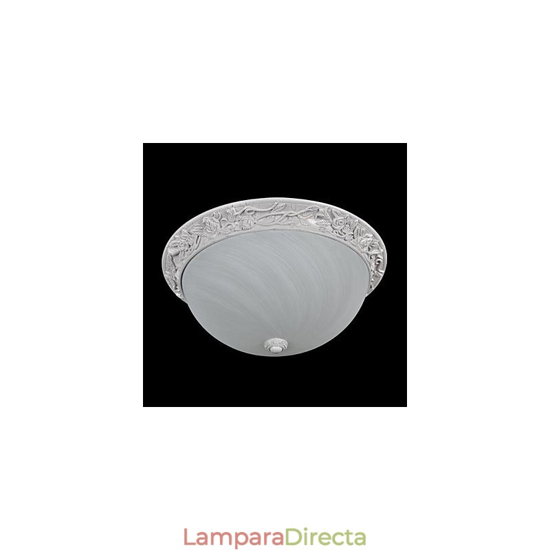 Lámpara de techo blanca de resina tallada en vidrio, estilo clásico europeo