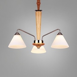 Lámpara empotrada de madera y bambú con pintura estilo mini vintage