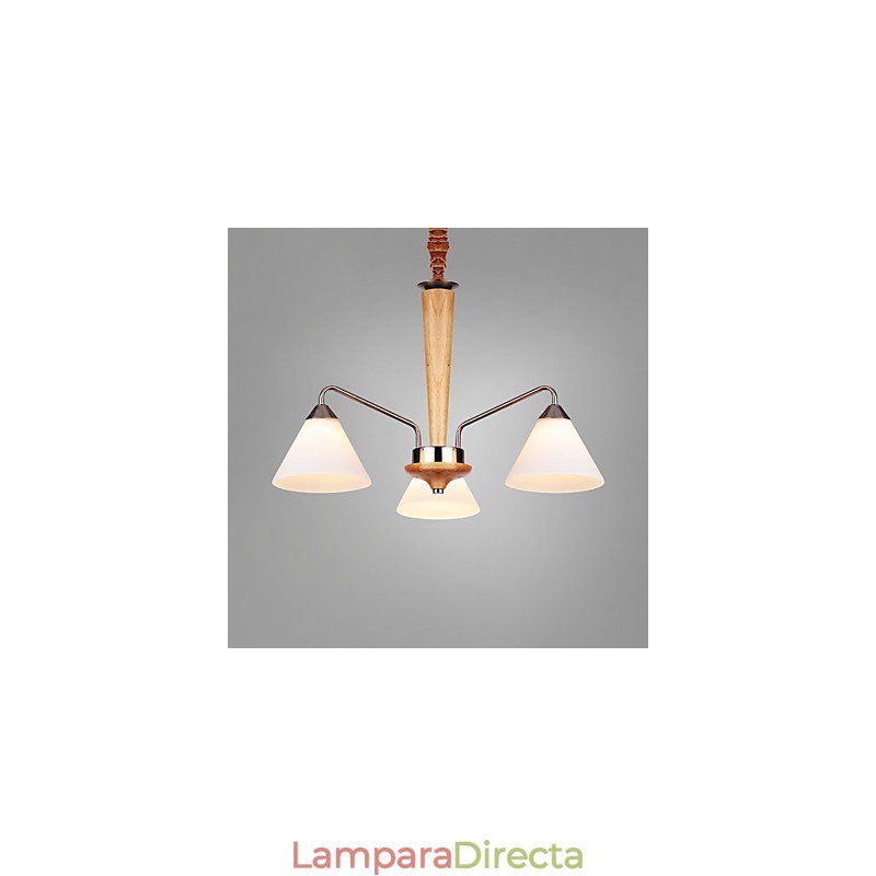 Lámpara empotrada de madera y bambú con pintura estilo mini vintage