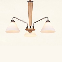 Lámpara empotrada de madera y bambú con pintura estilo mini vintage